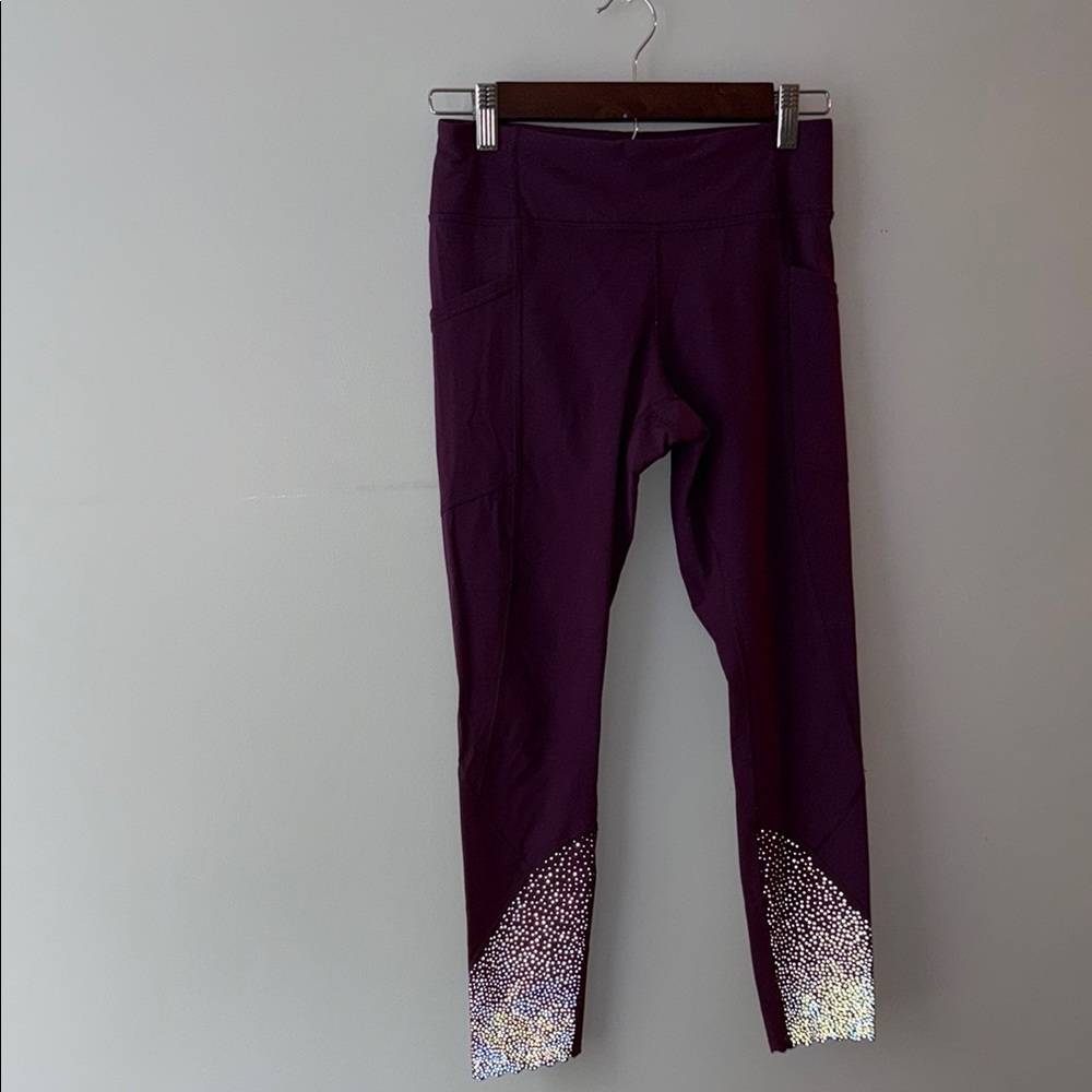 Lululemon Plum Performance Leggings with Reflective Details